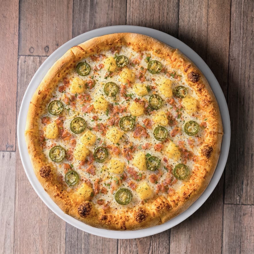 Spicy Hawaiian Pizza.