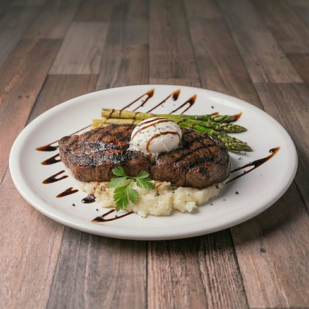 Roasted Garlic NY Steak.