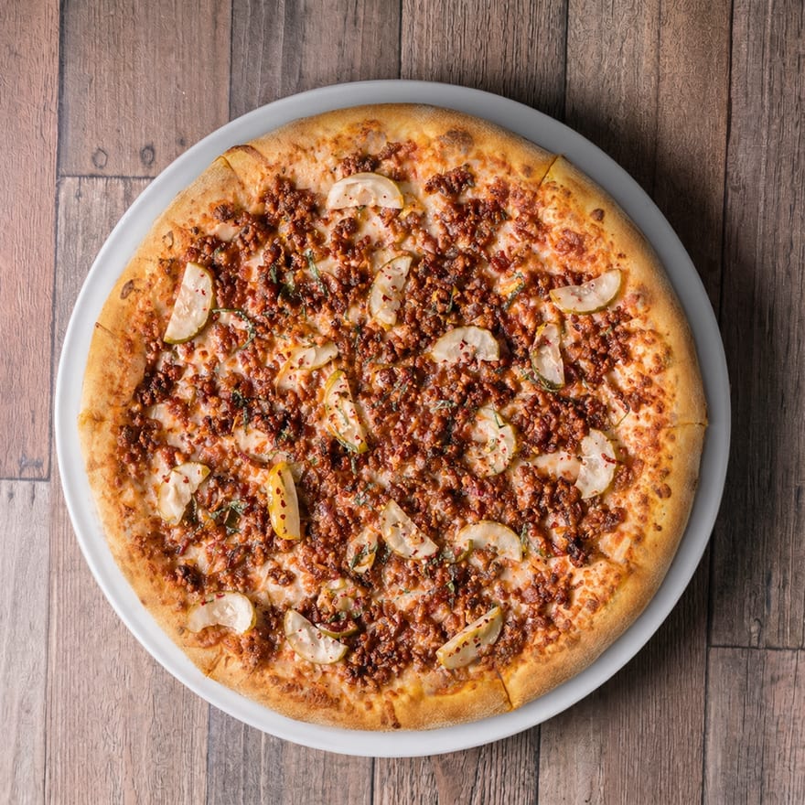 Bacon Pickle Pizza.